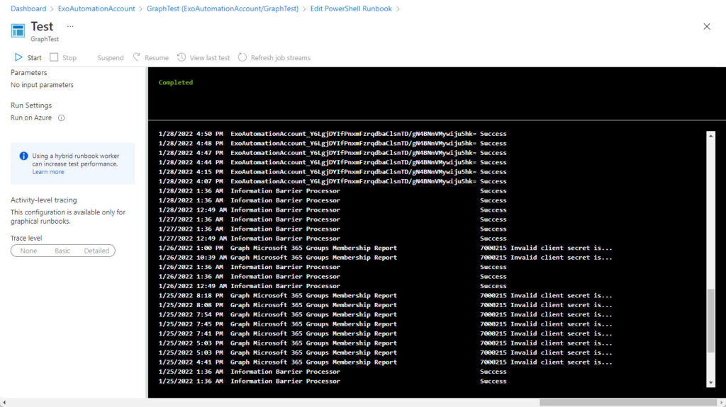 Fetching data using a Graph API query in a PowerShell runbook