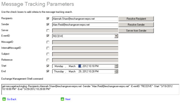 Message tracking log exporer