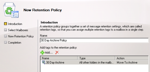 Exchange 2010 new retention policy