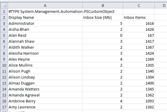 exchange-powershell-inbox-size-report