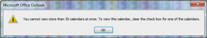 Outlook Error: You Cannot View More Than 30 Calendars