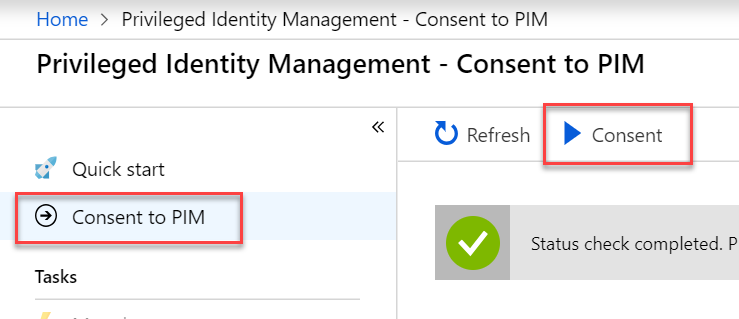 Privileged Identity Management consent screenshot