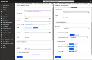 Settings configured for access reviews