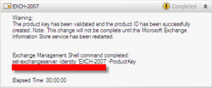 Configuring the Exchange Server 2007 Product Key